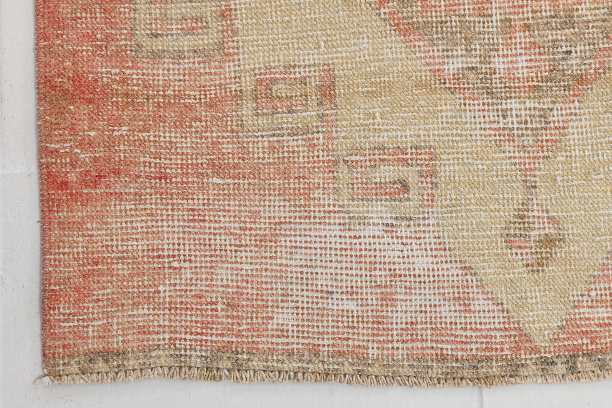 Red & beige vintage runner rug