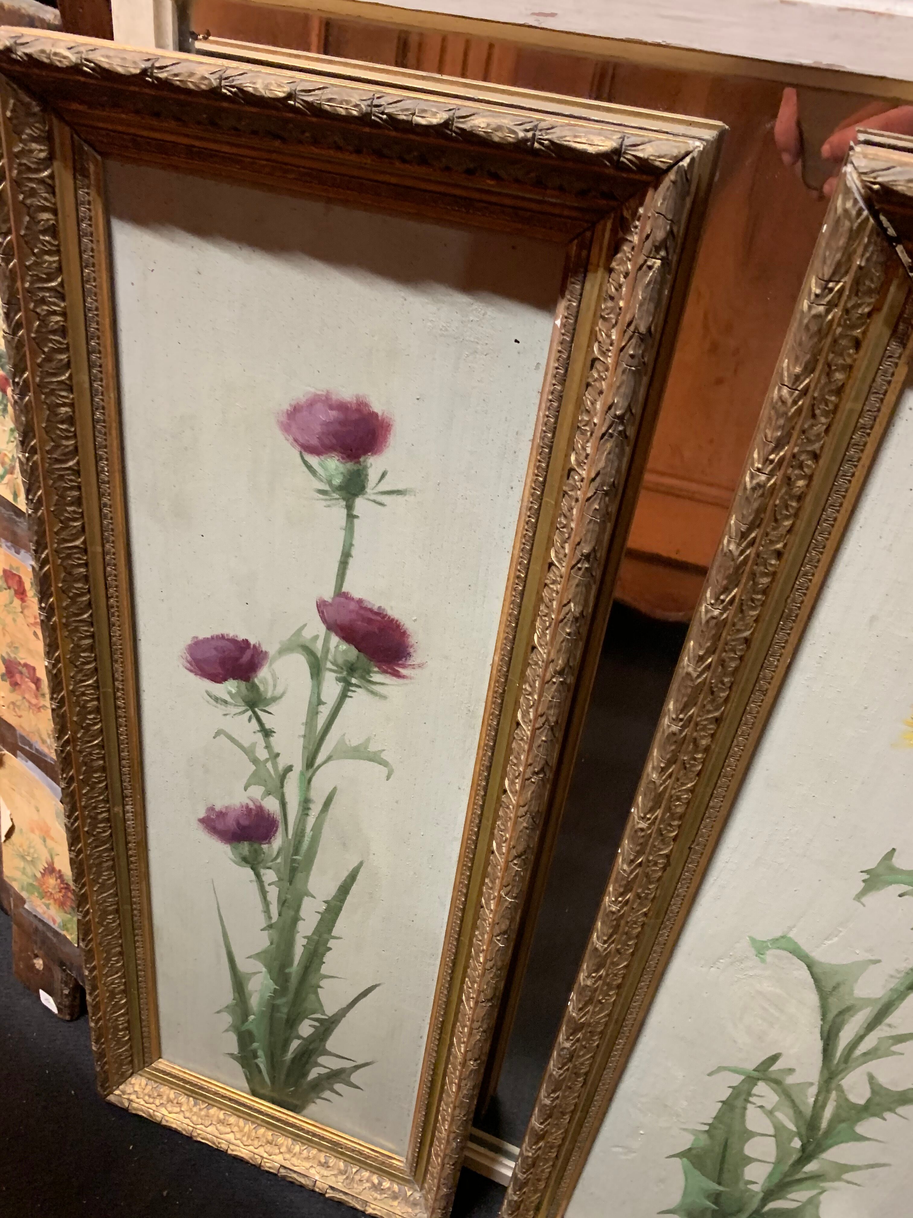 Pair of paint on still life wood