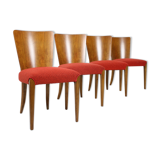 Set of four restored dining chairs model H-214 designed by Jindřich Halabala, 1950's.