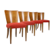 Set of four restored dining chairs model H-214 designed by Jindřich Halabala, 1950's.