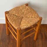 Wooden and straw stool