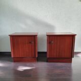 Lot of 2 vintage wooden bedside tables 70s