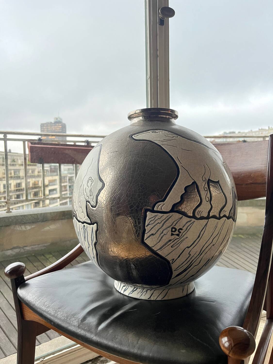 Rare Longwy bear vase