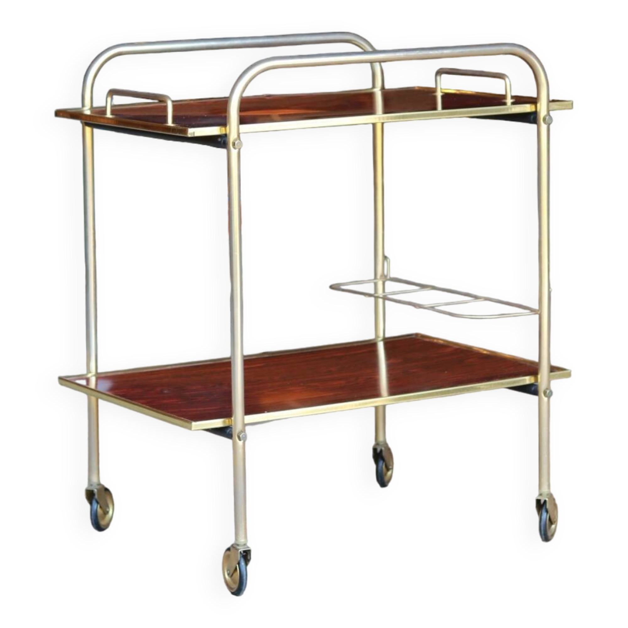 Vintage gold mini-bar trolley