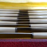 12 Art Deco knives 1930 bone or bakelite sleeves in case