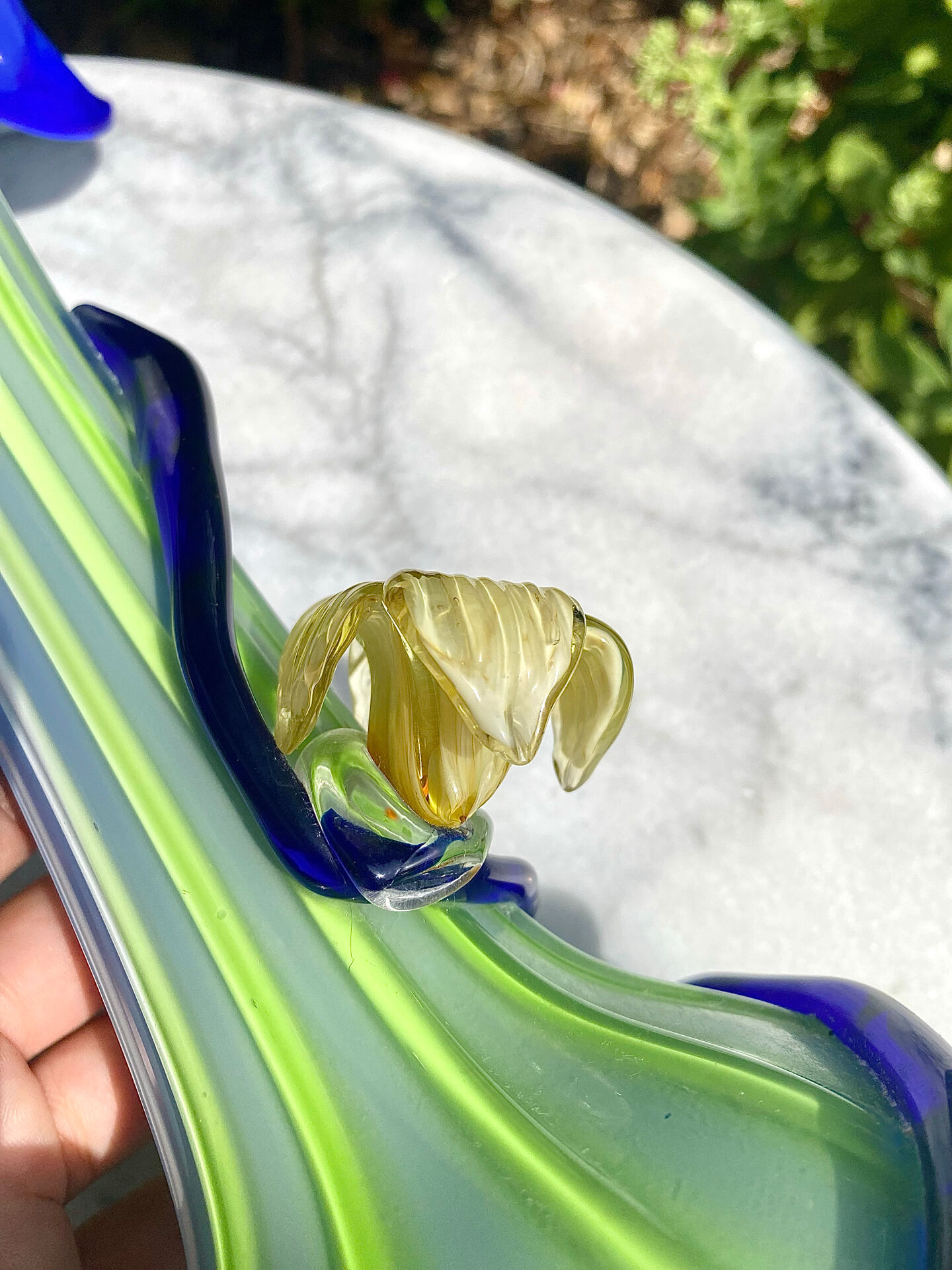 Large blown Murano glass vase with floral decoration.