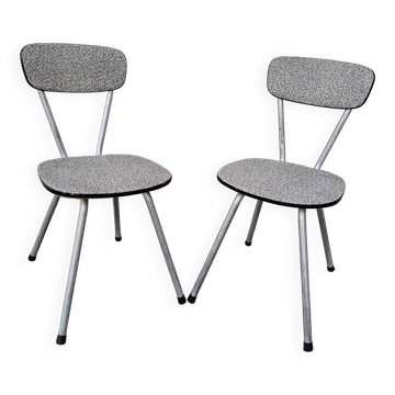 Pair of faux leather and metal chairs, 1950s-60s