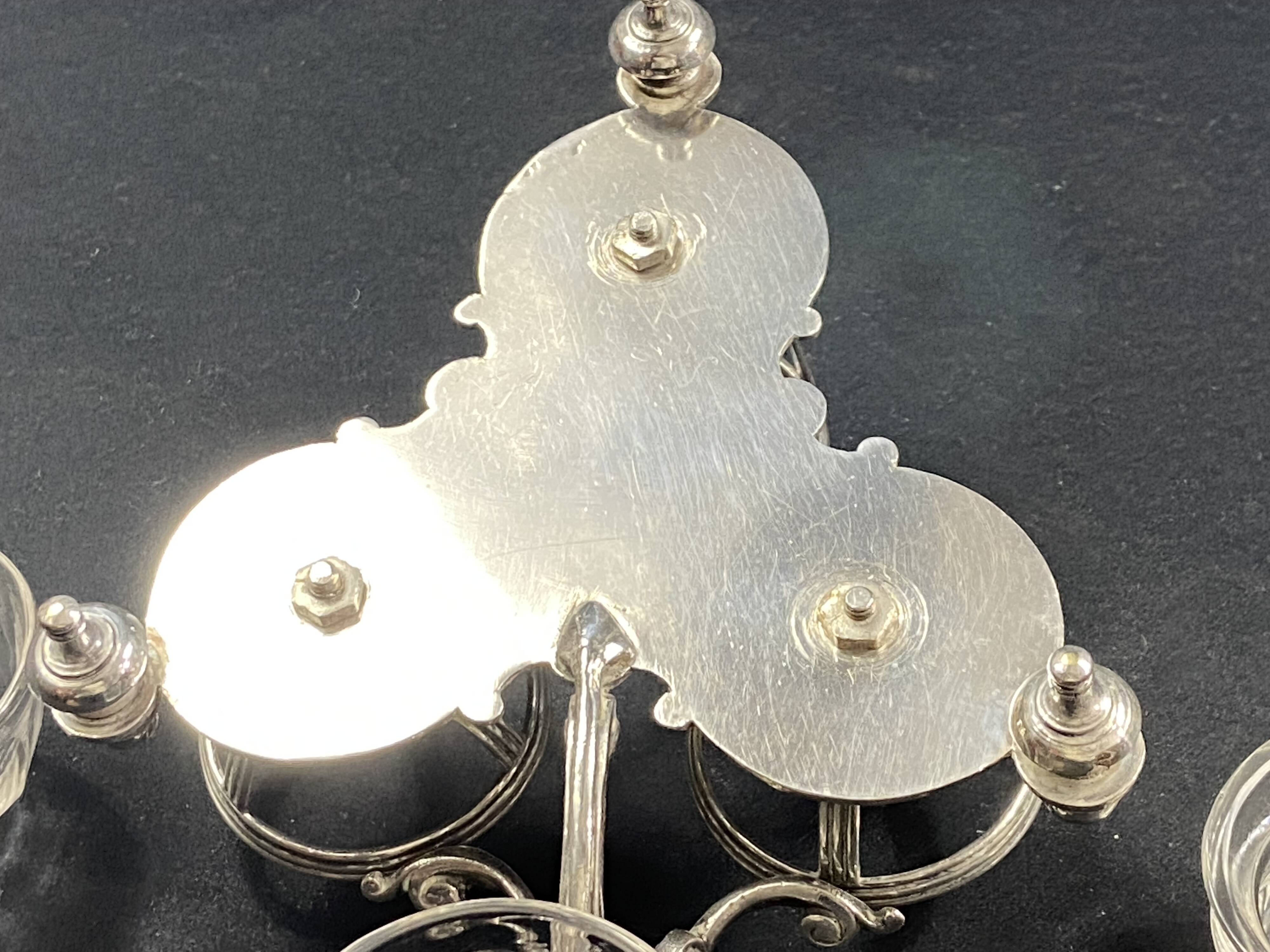 19th century Louis XV style condiment holder, silver or silver-plated metal frame