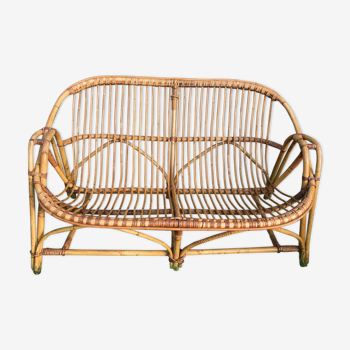 Vintage rattan bench