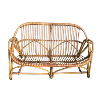 Vintage rattan bench