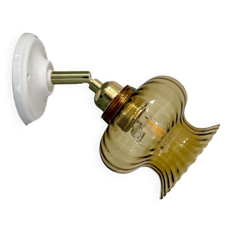 Vintage amber glass tulip wall light
