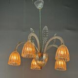 Venetian Chandelier by Barovier in Colorless Murano Glass, Circa 1940