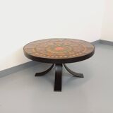 Vintage round coffee table from the 60s 70s by Raymond Corroyez in ceramic