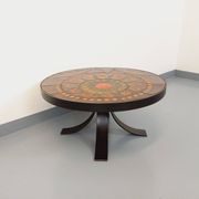 Vintage round coffee table from the 60s 70s by Raymond Corroyez in ceramic