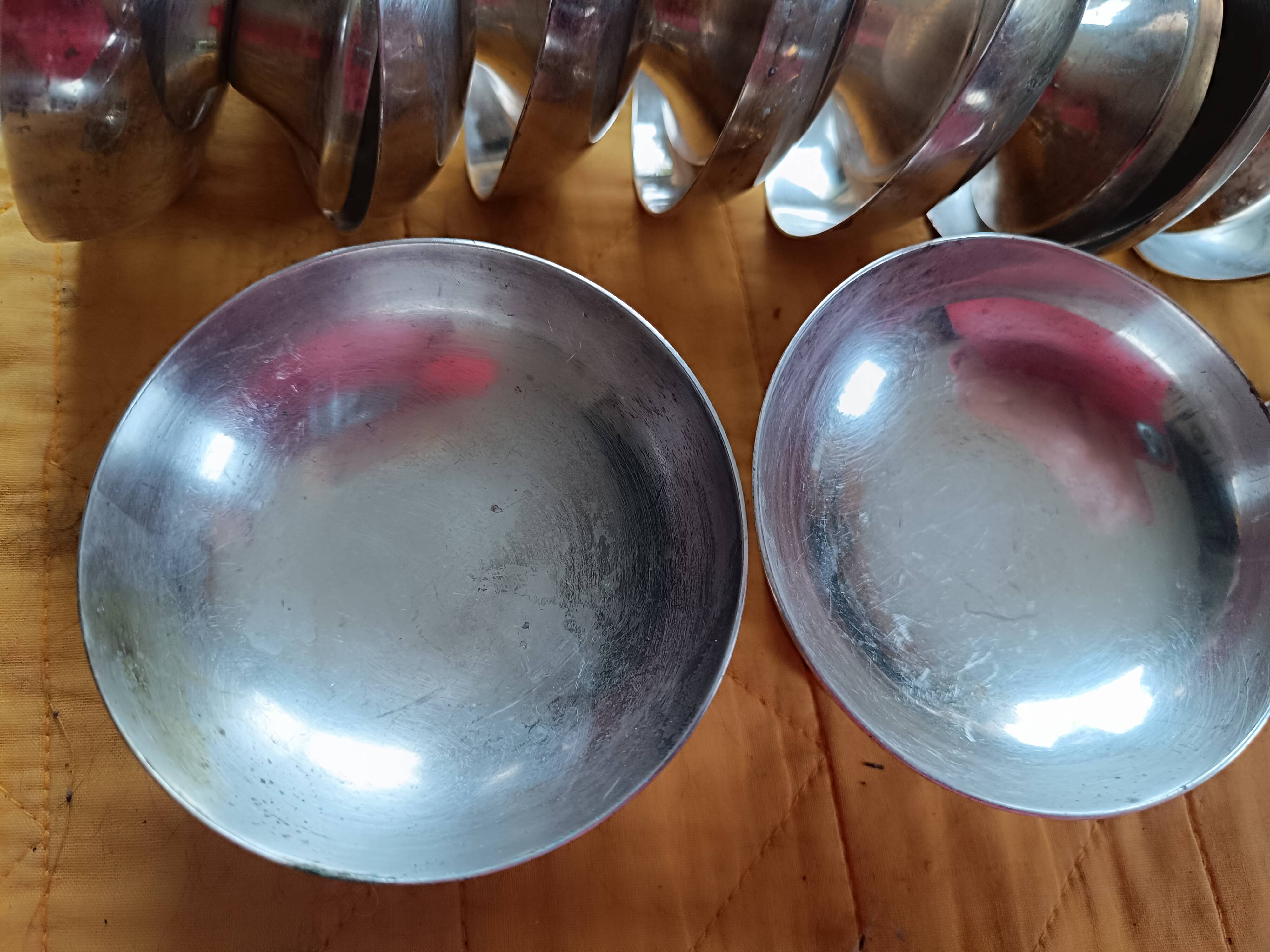10 Antique silver-plated metal cups.