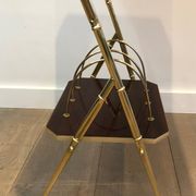 Mahogany and gold metal harness faux-bamboo way. french work. around 1970