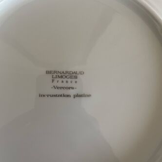 Bernardaud Limoges porcelain tableware set, Vercors model, platinum braid