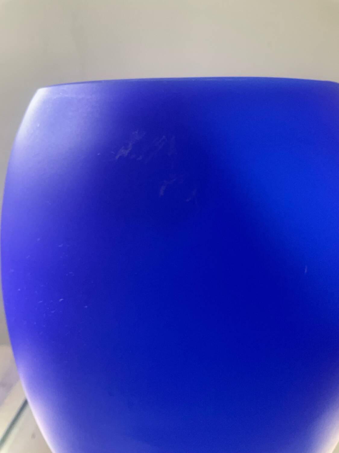 Lampe champignon en pâte de verre bleu et blanc