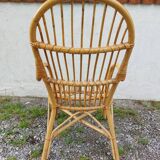 wicker armchair, bamboo wood