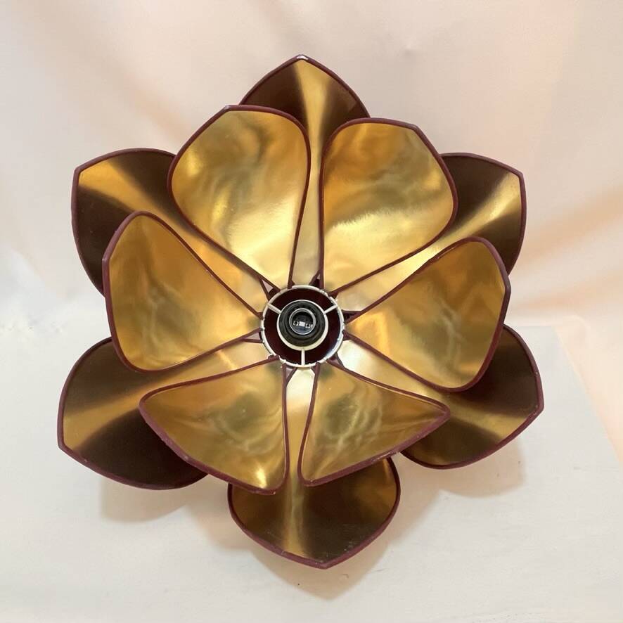 Robert de Schuytener Lotus flower design pendant light, 80s vintage ceiling light