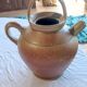 Iridescent carafe and 3 stoneware mazagrans from Digouin. Handmade work.
