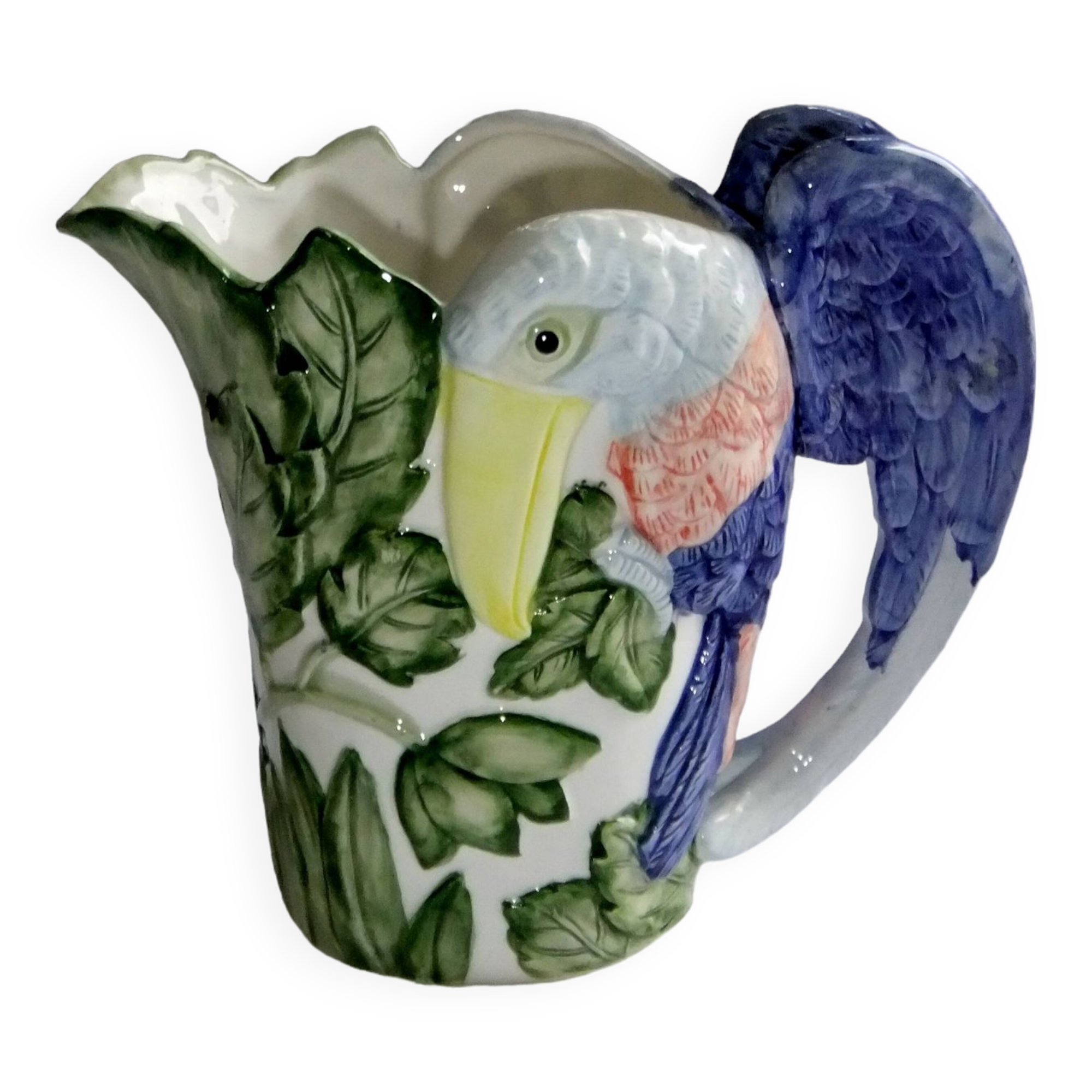 Pitcher ceramic parrot jug