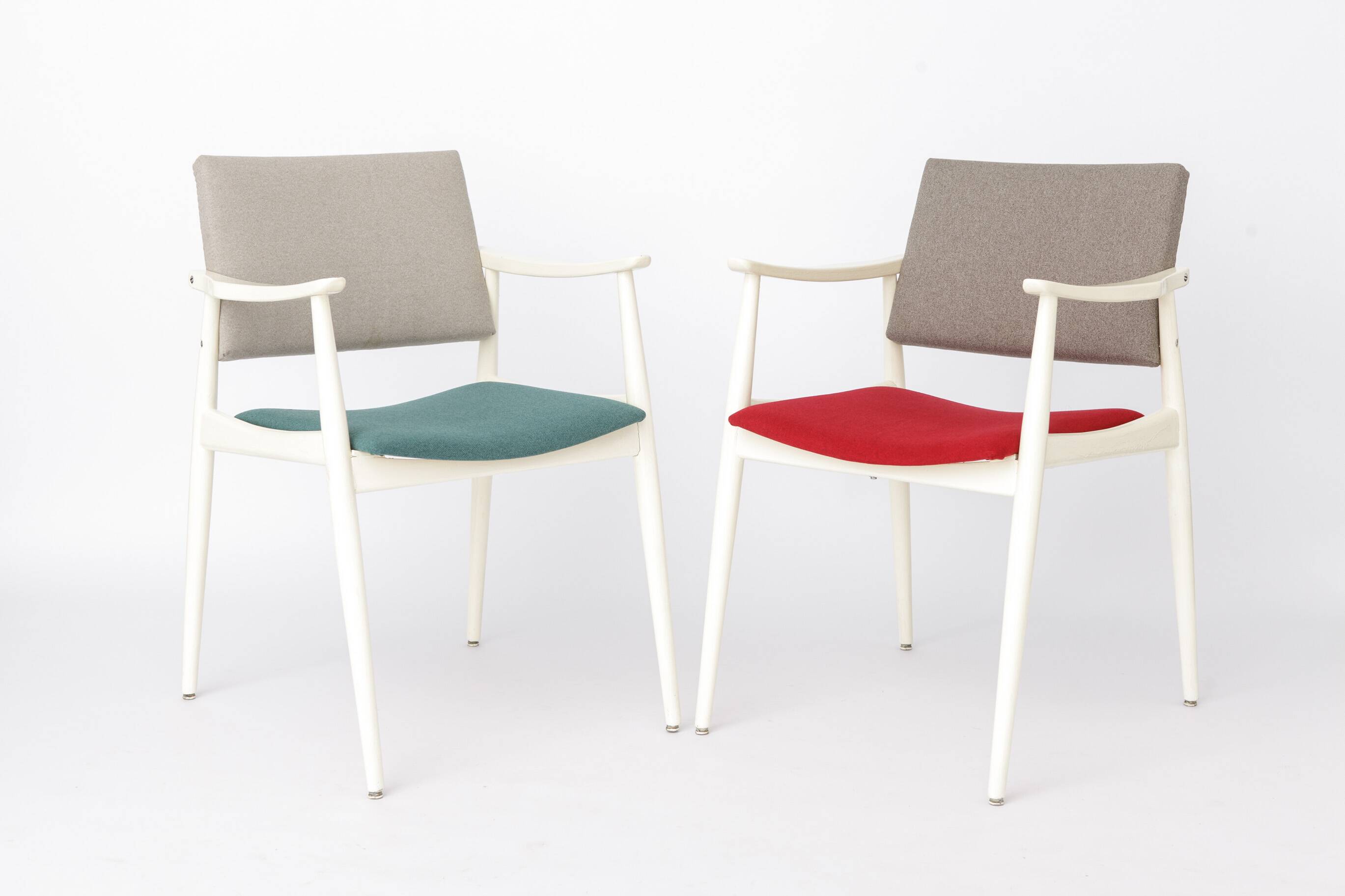 Paire de fauteuils vintage blancs, Allemagne années 1970, chaises de salle à manger du milieu du siècle