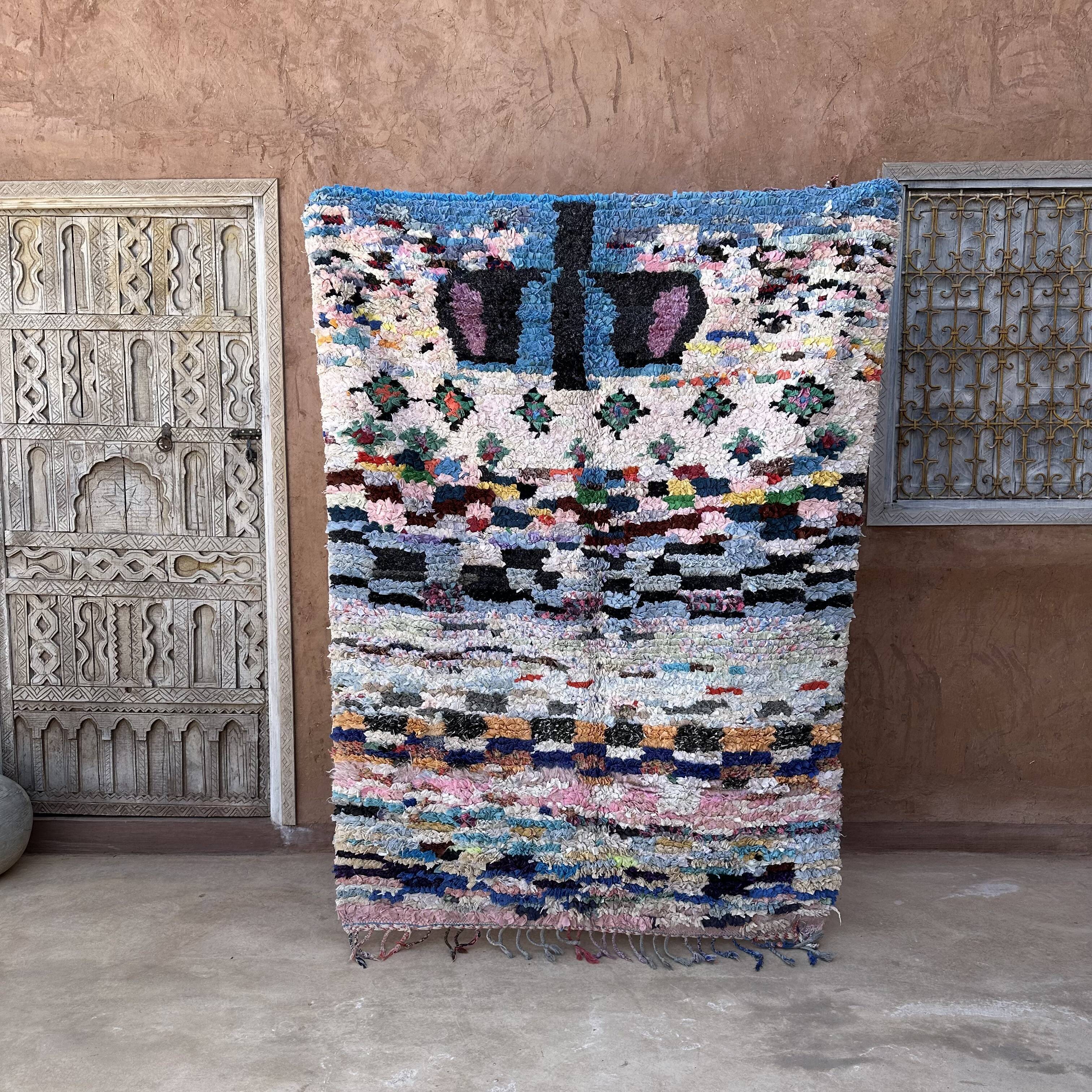 Moroccan boucherouite carpet - 128 x 185 cm