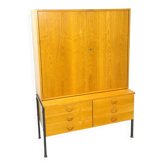 Armoire en placage Hellerau avec pieds et tiroirs en acier