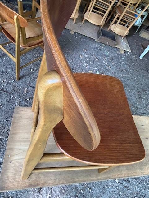 5 beech and teak chairs - Denmark 50s/60s