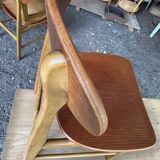 5 beech and teak chairs - Denmark 50s/60s