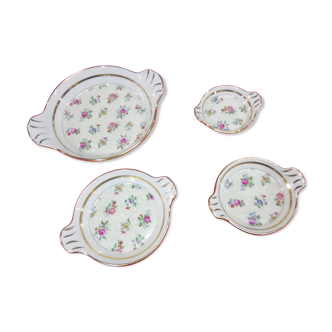 Set de 4 plats ou ramequins  fleuris