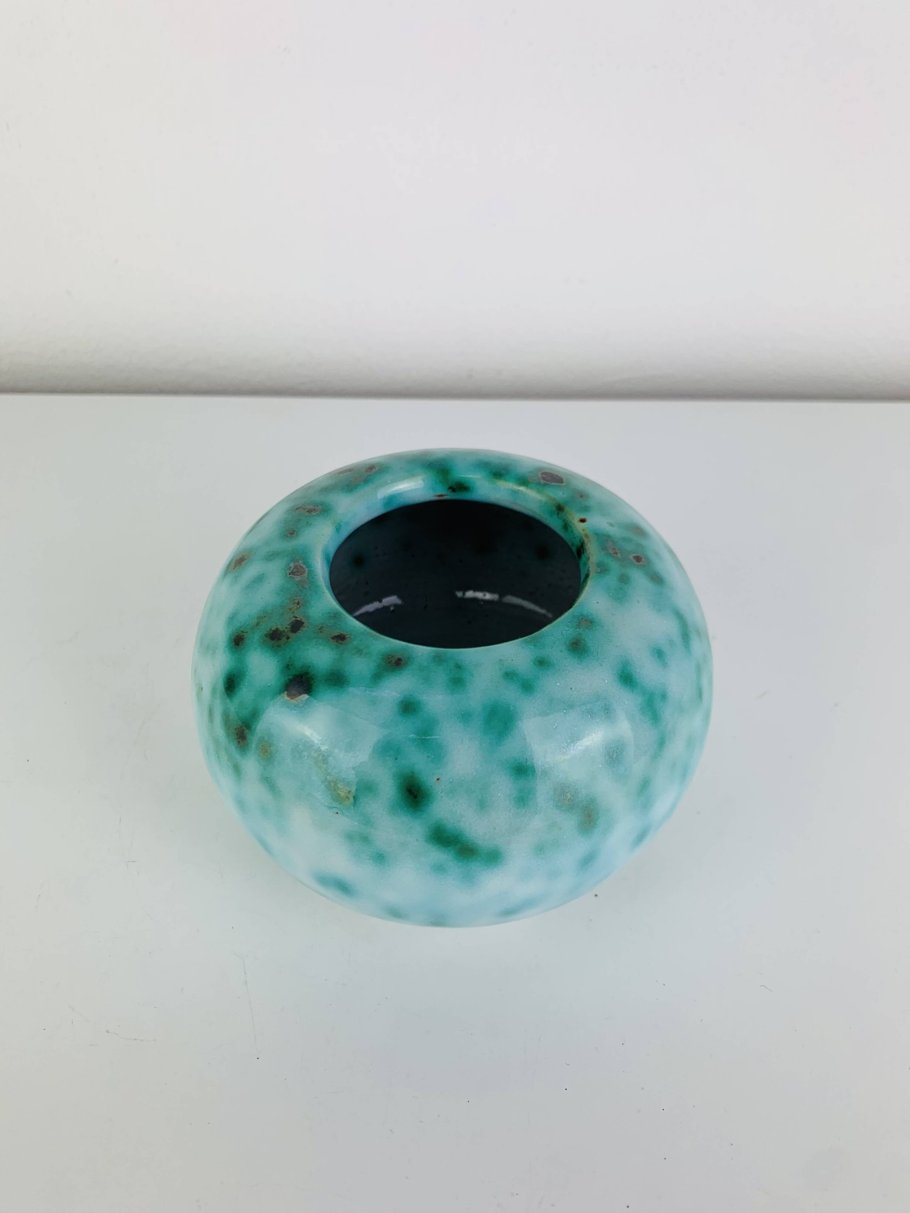 Art Deco ceramic vase Elchinger, speckled green