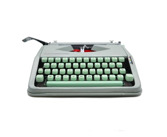 Machine à écrire Hermes baby verte tilleul révisée ruban neuf