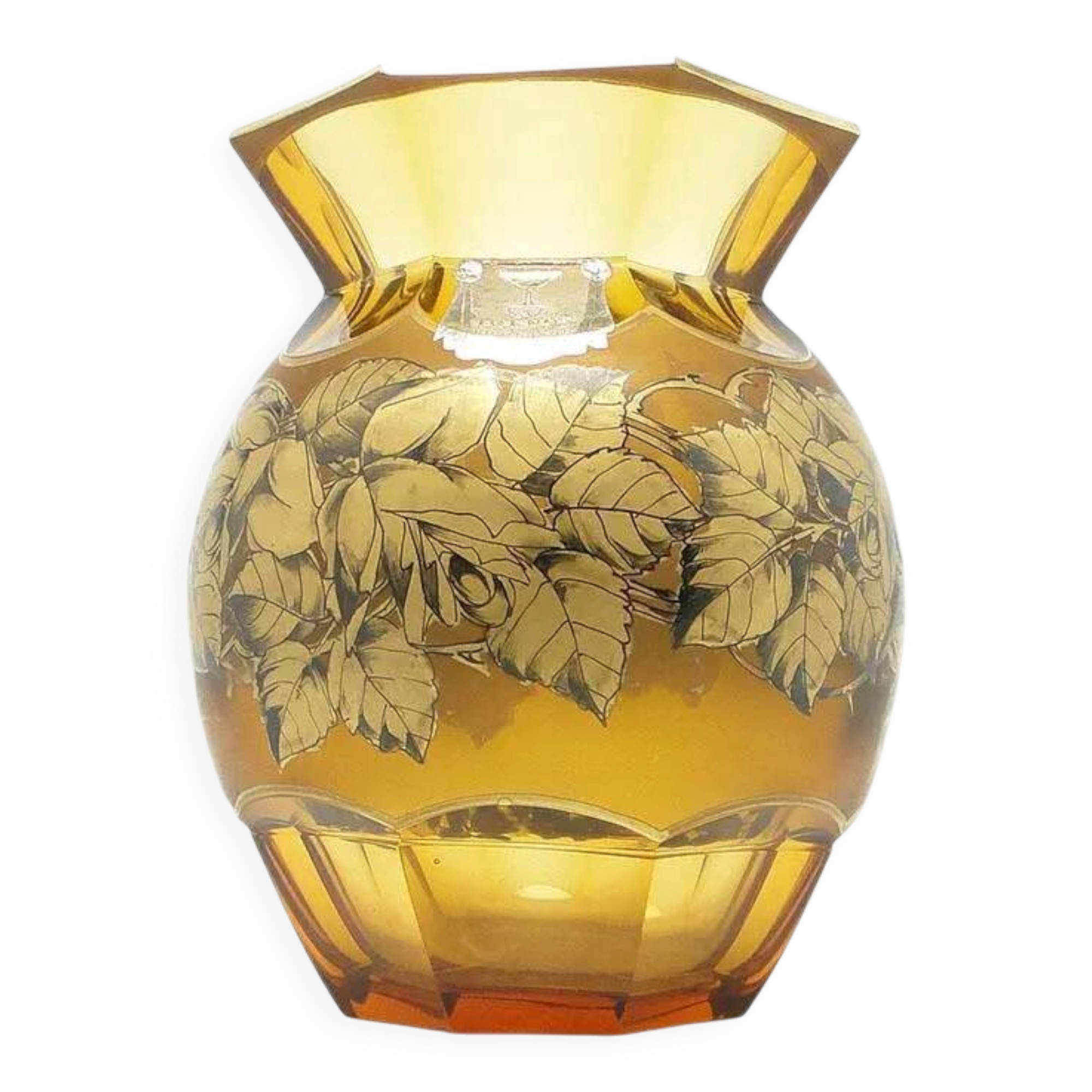 Vase, crystal, hand-painted, designed by Kamenický Šenov, Czech Republic, 19th century