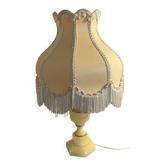 Lampe en albâtre, abat-jour festonné à franges, années 1930-1940