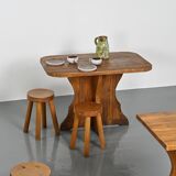 Solid wood dining table, French Alps, around 1970.