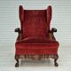 Fauteuil danois en bois de frêne et velour années 1930