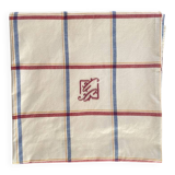 Nappe ancienne écossaise monogrammée CG- Coton - 140x140 cm