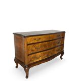Italian art deco burl walnut chest of drawers, 1940s/50s