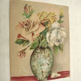 Tableau ancien bouquet de roses