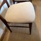 Pair of vintage wood and corduroy chairs