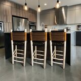 Moroccan bar stool in braided rope