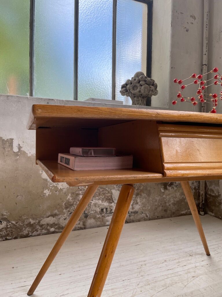 Vintage oak compass desk