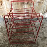 Old Orange Metal Wire Bottle Rack Shelf 15 Slots Vintage #A636