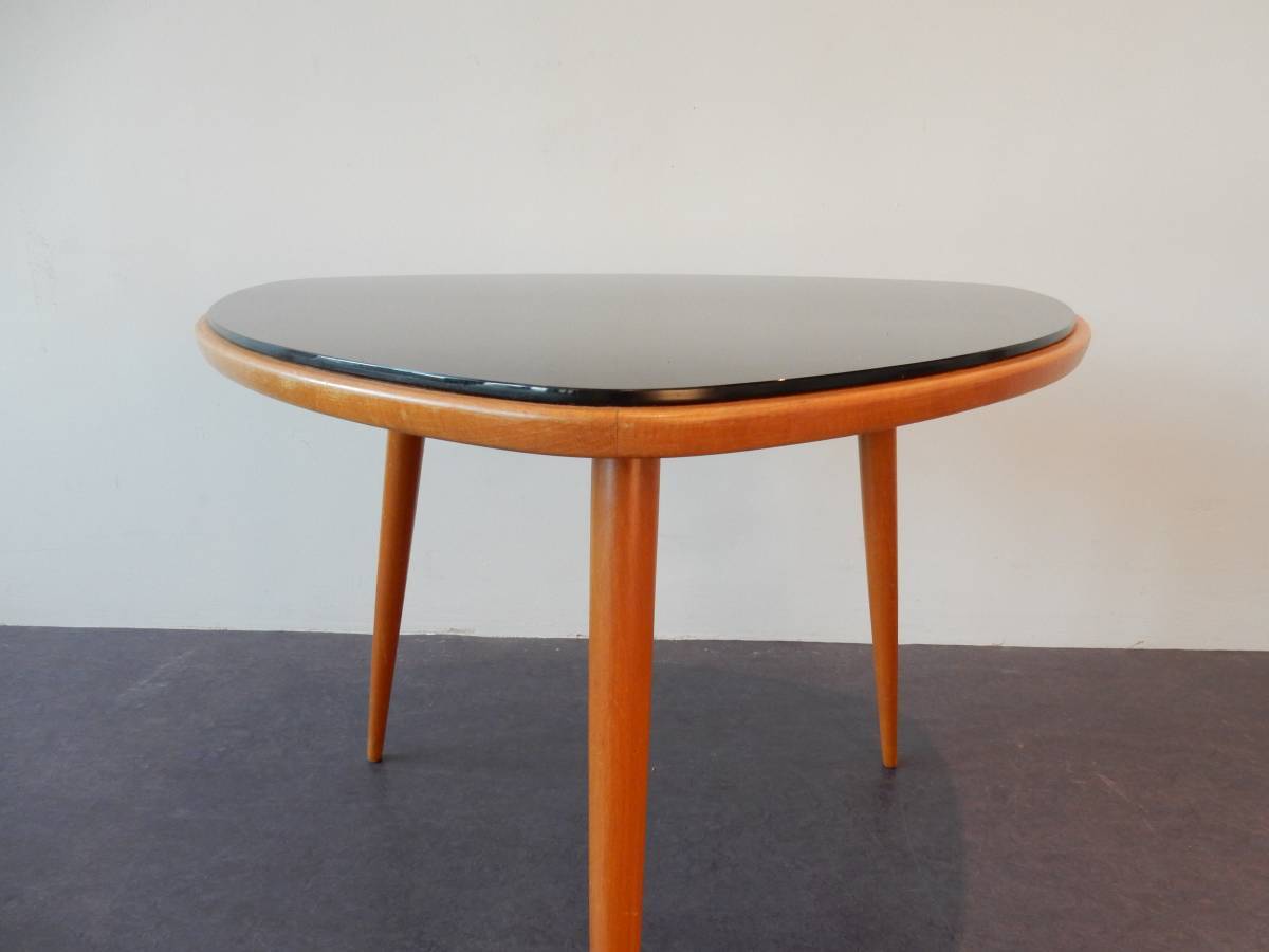 Wood and glass triangle shaped coffee table for Opal Kleinmöbel, Germany 1950's/1960's