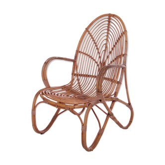 Vintage dutch design rattan lounge chair rohe noordwolde