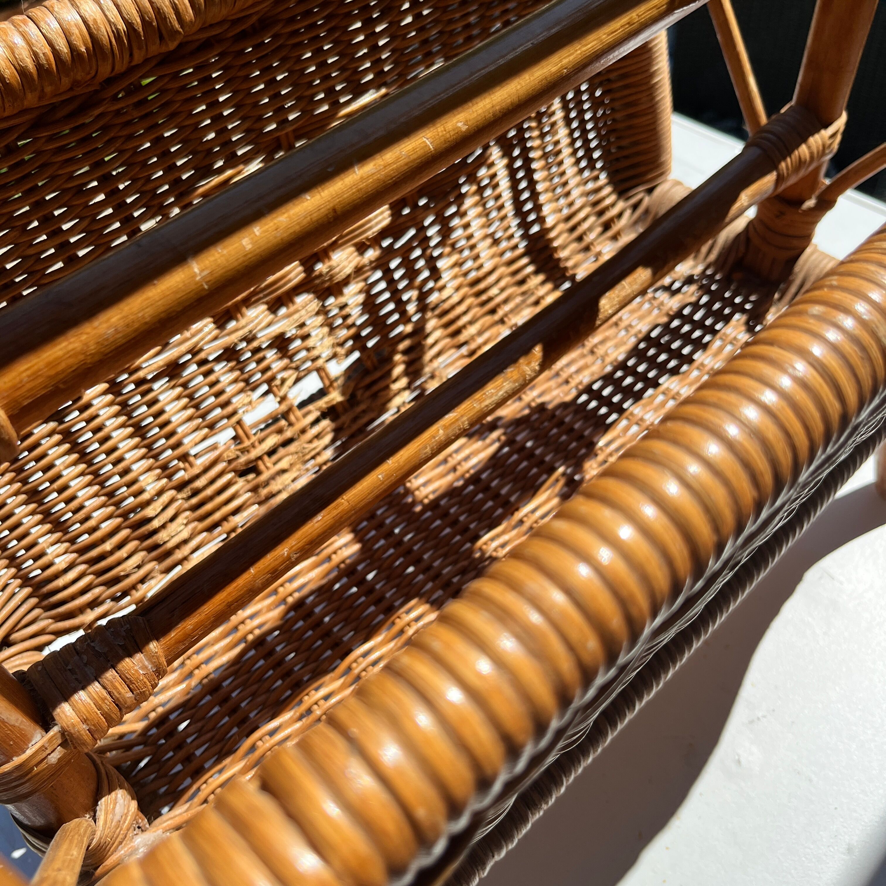 Wicker and bamboo magazine holder