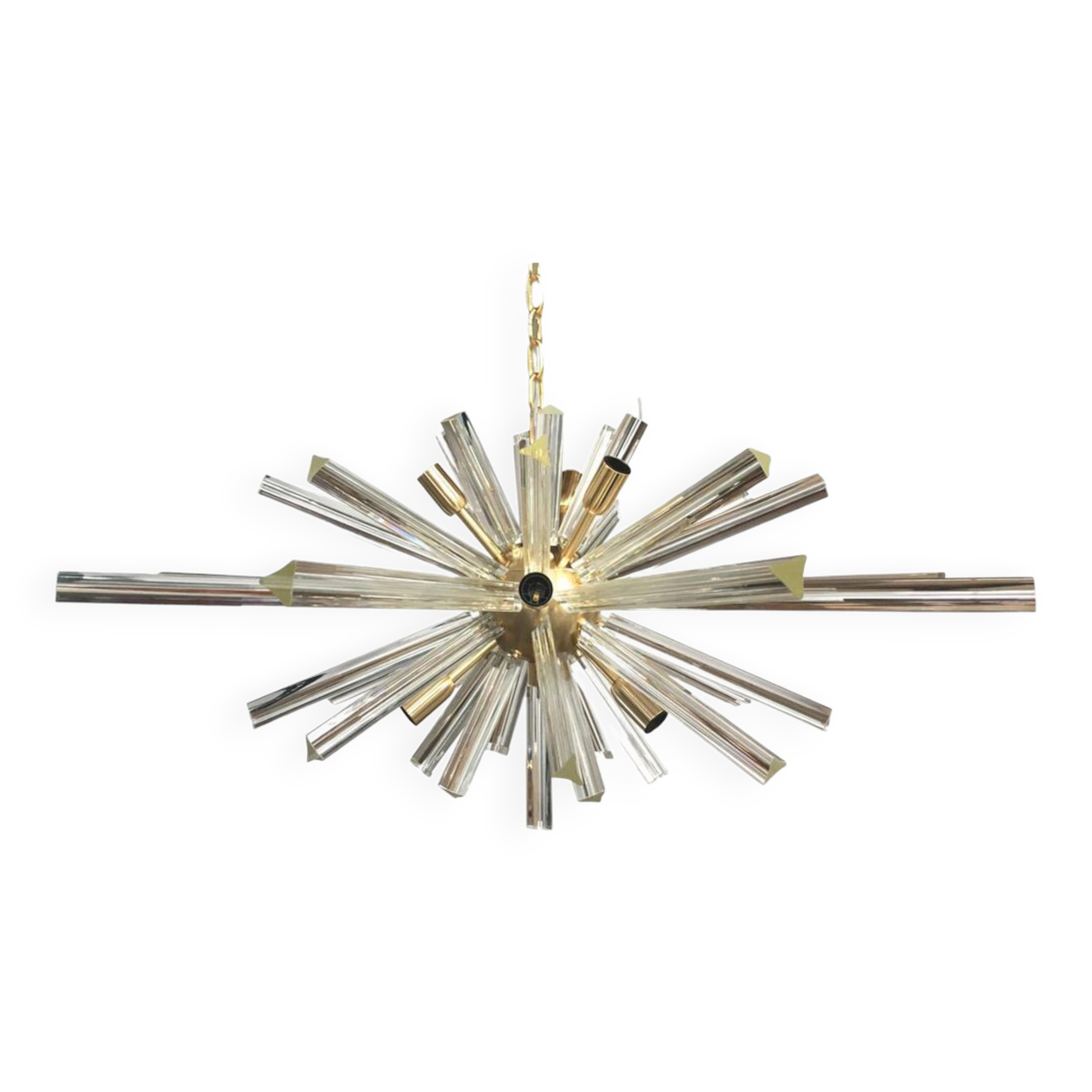 Transparent “triedro” murano glass oval sputnik chandelier