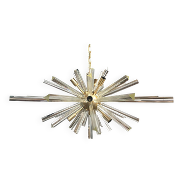 Suspension ovale spoutnik en verre de murano transparent « triedro »